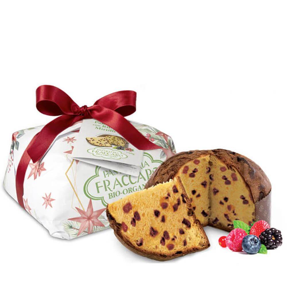 Pasticceria Fraccaro Hand Wrapped Organic Panettone with Cranberries and Blackcurrant 750g